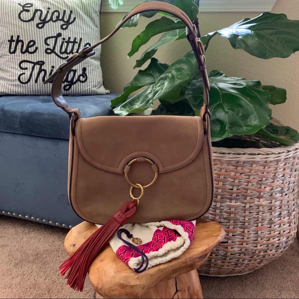 Tory Burch Large Suede Tassel Shoulder Bag